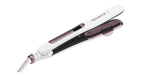 Rowenta Premium Care Brush & Straight SF7510F0 - Plancha de pelo con cepillo integrado para alisado natural con volumen, función iónica, recubrimiento de cashmere Keratin con aceite de argán