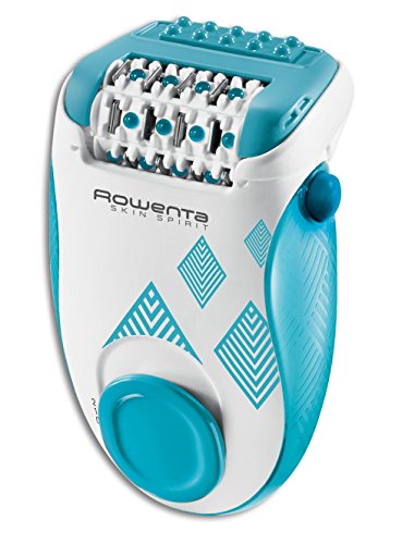 Rowenta Skin Spirit EP2910 - Depiladora de 2 velocidades con sistema anti dolor de 24 pinzas, cepillo limpiador, accesorio para zonas sensibles y bolsita de viaje