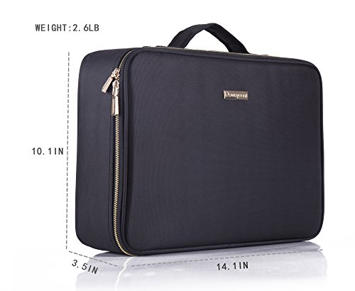 ROWNYEONROWNYEON Bolsa de Maquillaje Extraíble en el Interior Neceseres de Viaje Maquilladora bolsa de Maquillaje Organizador de Maquillaje EVA/Maletín para Maquillaje (Nero Media)