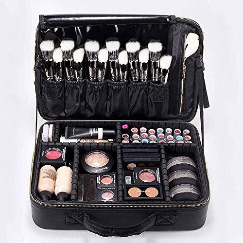 ROWNYEONROWNYEON Bolsa de Maquillaje Extraíble en el Interior Neceseres de Viaje Maquilladora bolsa de Maquillaje Organizador de Maquillaje EVA/Maletín para Maquillaje (Nero Media)