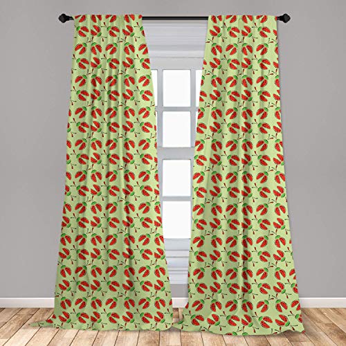 Royal Legacy Juego de Cortinas de 2 Paneles Ladybug, Insectos Divertidos con alas Abiertas Spring Fortune Joyful Mother Nature, Tratamiento de Ventanas para Sala de Estar