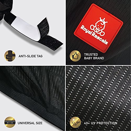 ROYAL RASCALS | Funda para ventana x2 | PROTECCIÓN UV 40+ contra los nocivos rayos solares ultravioleta | Cobertura del 100% de la ventana | Tamaño universal para todos los coches | Material premium