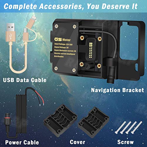 R&P R1200GS Soporte de navegación para teléfonos móviles ADV F700 800GS CRF1000L Gemelo Africano para BMW Honda Motocicleta Carga USB Montaje de 12 mm