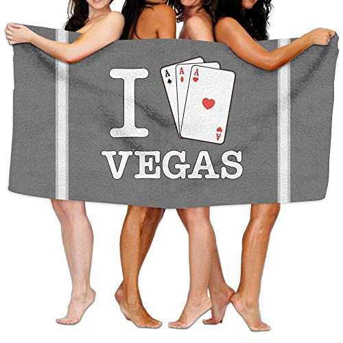 RROOT I Love Vegas Ace Hearts Toallas de baño de playa natural suave, 32 x 132 cm