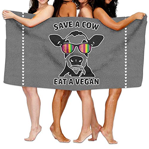 RROOT Save A Cow Eat A Vegan Toallas de playa suave natural, 32 x 132 cm