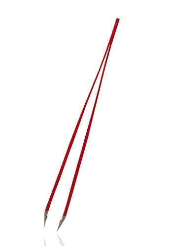 Rubis clásico - Pinzas de Depilar Profesionales - Pinza de Acero Inoxidable - Depilacion de Gran Precision para Cejas y Pelo Facial (oblicua / slant, rojo)