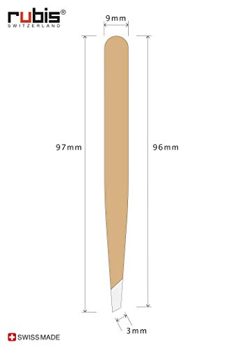 Rubis Prestigious Line - Pinzas para depilación de cejas (revestimiento de oro, punta inclinada, 6 estrellas), color dorado