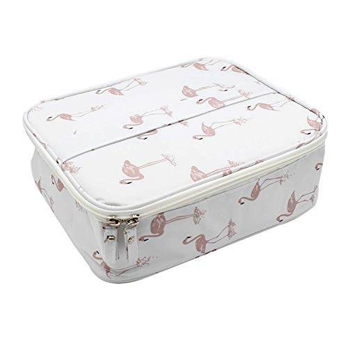 Ruesious Maquillaje Impermeable Bolsa de Maquillaje OrganizaNeceser de Maquillajes Belleza Impermeable, Maleta Estuche Portátil de Cosméticos de Gran Capacidad (Flamenco)