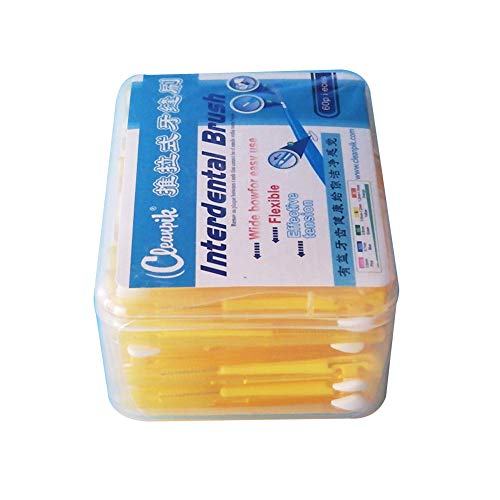 Ruier-hui Cepillos Interdentales Palillo Interdental(60 pcs) Palillos Dentales Palillo de Dientes Cepillo Dental Limpiardor de Dientas Hilo Interdental (Amarillo)