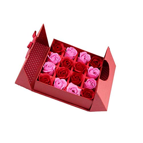 Ruiting Ramo de Flores de jabón con la Caja de Embalaje perfumado Rojo Rosa para el Día de San Valentín Rose jabón en Caja de Regalo