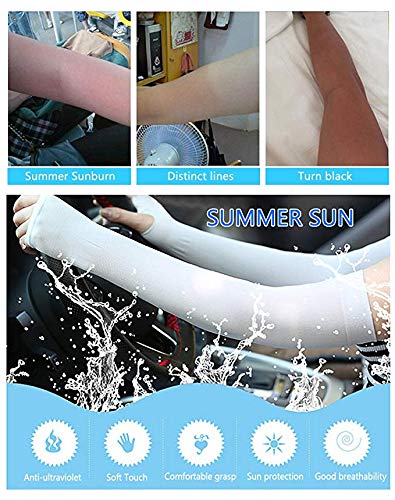 Ruiuzi Brazo Largo Enfriamiento Brazo Mangas Protección UV para Guantes Hombres Mujeres Niños Bloqueador Solar Protector Correr Golf Ciclismo Conducir (Gris, Dedo)