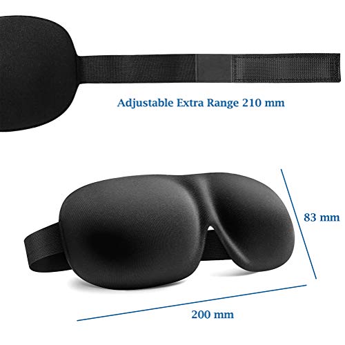 runhua Antifaz para Dormir, Máscara de Ojos para Dormir con Contorneada en 3D y Correa Elástica Ajustable, Ergonomico 100% Anti-Luz Antifaz para Dormir para Hombre y Mujer