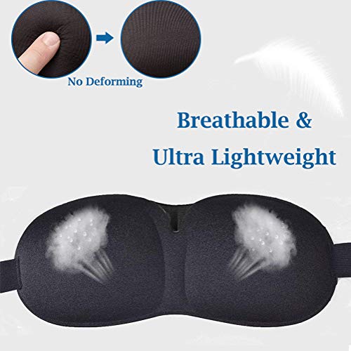 runhua Antifaz para Dormir, Máscara de Ojos para Dormir con Contorneada en 3D y Correa Elástica Ajustable, Ergonomico 100% Anti-Luz Antifaz para Dormir para Hombre y Mujer