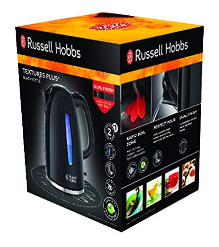 Russell Hobbs Textures - (Hervidor de Agua Eléctrico, 2400 W, 1.7 L, Plástico Alto Brillo, sin BPA, Negro) ref. 22591-70