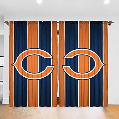RWNFA Chi-CAGO Be-ars Blackout Curtain Panels 36" W x 63" L Thermal Insulated Rod Pocket Window Drapes for Living Room Bedroom 2 Panels
