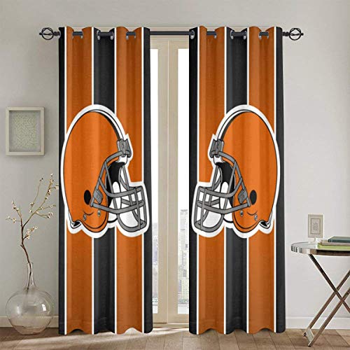 RWNFA Cle-veland Bro-wns Blackout Curtains 27.5" W x 45" L Light Block Liner Grommet Window Drapes for Sliding Glass Door 2 Panels