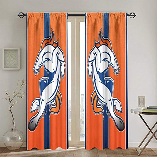 RWNFA Den-Ver Bro-ncos Blackout Window Curtain Panels 48" W x 72" L Noise Reducing Liner Rod Pocket Window Treatment Drapes for Living Room Bedroom 2 Panels