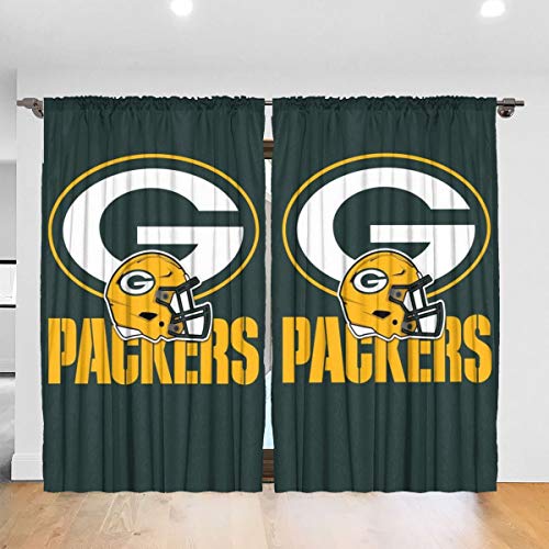 RWNFA Gree-nbay Pac-KERS Blackout Curtain Blinds 36" W x 63" L Noise Reducing Liner Rod Pocket Window Drapes for Living Room Bedroom 2 Panels