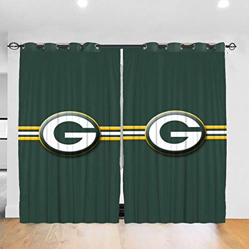RWNFA Gree-nbay Pac-KERS Blackout Curtains Set of 2 Panels 54" W x 84" L Room Darkening Grommet Window Drapes for Home Decor