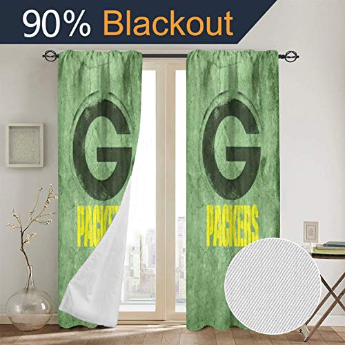 RWNFA Gree-nbay Pac-KERS Blackout Window Curtain Panels 54" W x 84" L Light Blocking Rod Pocket Window Treatment Drapes for Home Decor 2 Panels