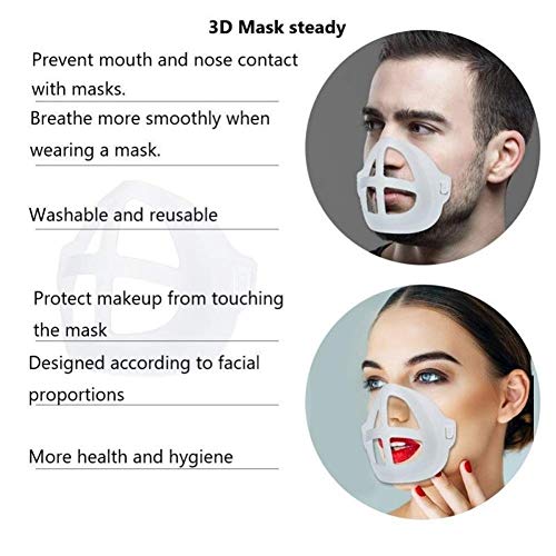 S-Chihir 3D Máscara Soporte for lápiz Labial Protector casero Soporte del Kit máscara con Bastidor de Soporte Interior, la mascarilla del Accesorios cómodo Reutilizable Lavable Holder