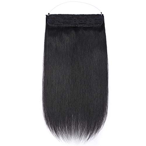 S-noilite Extensiones con Double Hilos Natural Una Pieza 100% Pelo Humano Colores disponibles (40cm-60g), 1# Negro oscuro