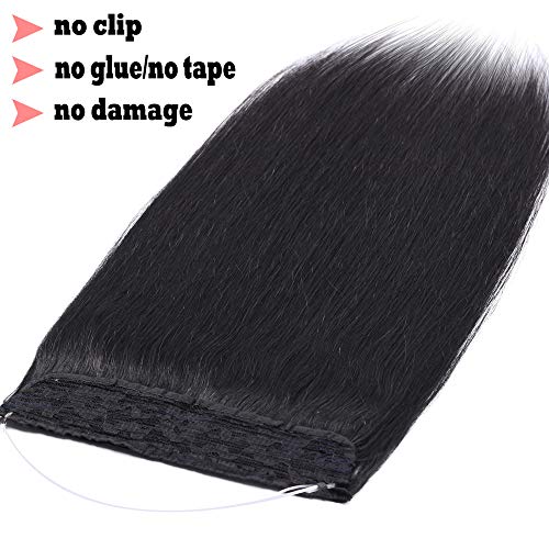 S-noilite Extensiones con Double Hilos Natural Una Pieza 100% Pelo Humano Colores disponibles (40cm-60g), 1# Negro oscuro