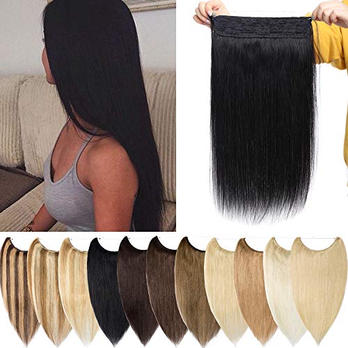 S-noilite Extensiones con Double Hilos Natural Una Pieza 100% Pelo Humano Colores disponibles (40cm-60g), 1# Negro oscuro