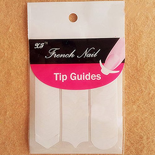 S-TROUBLE 1/100 Pack French Stencil Nail Art Form Fringe Guides Manicure Sticker Tips Tape