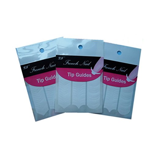S-TROUBLE 1/100 Pack French Stencil Nail Art Form Fringe Guides Manicure Sticker Tips Tape