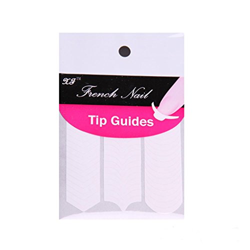 S-TROUBLE 1/100 Pack French Stencil Nail Art Form Fringe Guides Manicure Sticker Tips Tape