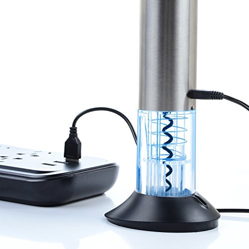 Sacacorchos Electrico, TURATA Abrelatas Electrico Profesional, Abridor Botellas de Vino con Cortador de Papel, Vertedor, Tapón de Vino Silicona de Vacío y Cable de Datos