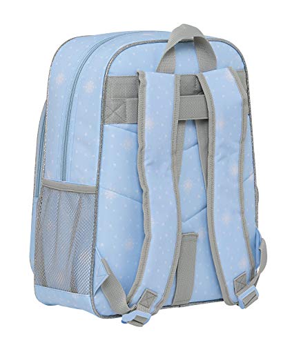 Safta 612015640 Mochila junior niña adaptable carro Frozen II, Azul Claro/ Plata