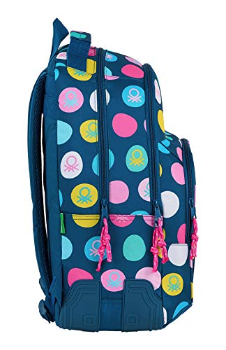 safta 612050773 Mochila Doble con cantoneras Adaptable a Carro Benetton, Multicolor (Topos Marino)