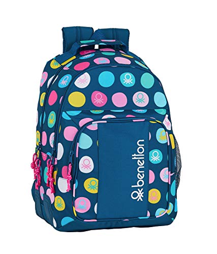 safta 612050773 Mochila Doble con cantoneras Adaptable a Carro Benetton, Multicolor (Topos Marino)