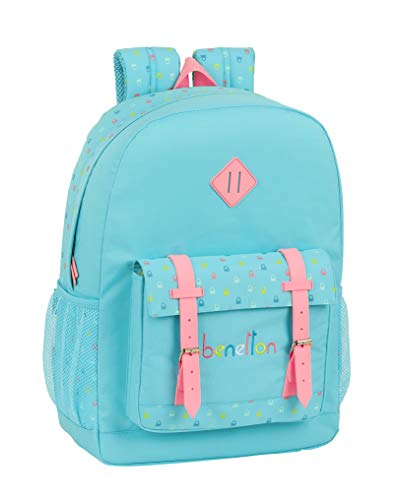 Safta 612075754 Mochila grande adaptable a carro Benetton, azul claro