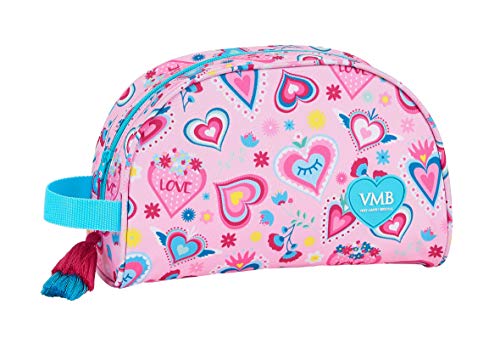safta 812036332 Neceser, Bolsa de Aseo Adaptable a Carro, niña Vicky Martín Berrocal, Rosa (Corazones Multicolor)