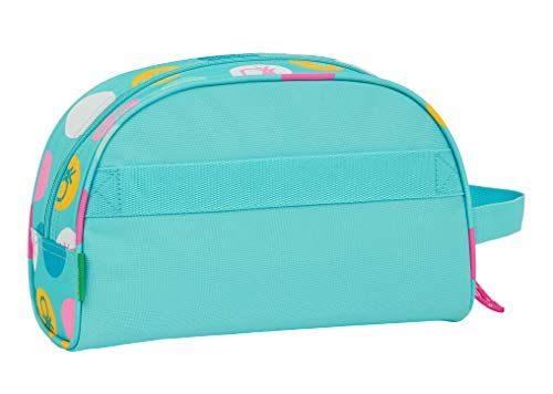 safta 812051332 Neceser, Bolsa de Aseo Adaptable a Carro Benetton, Multicolor (Topos Turquesa)