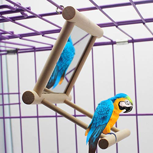Sahgsa Columpio de pájaro Budgie Cockatiel Jaula Hamaca Columpio Juguete Colgante con Espejo y Gancho para pájaro