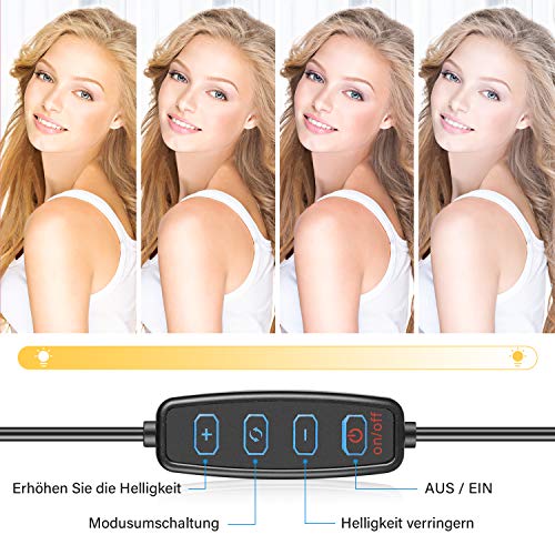 Sailnovo Luz de Anillo Trípode LED 30CM 3 Modos 10 Niveles de Luz Wireless Control Remoto para Maquillaje, Youtube, TIK Tok, Instagram, Vlog, Vídeo