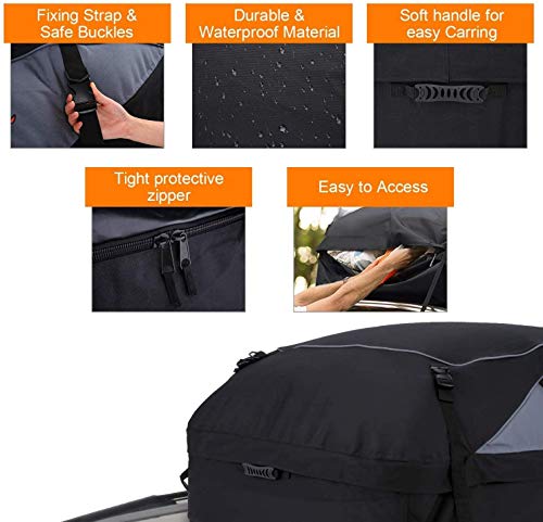 Sailnovo Maletero Techo Coche Impermeable Cofre Techo Coche Portaequipajes Coche Techo Maleta Techo Coche Plegable Impermeable Resistente 580 litros (580L/ 600D)