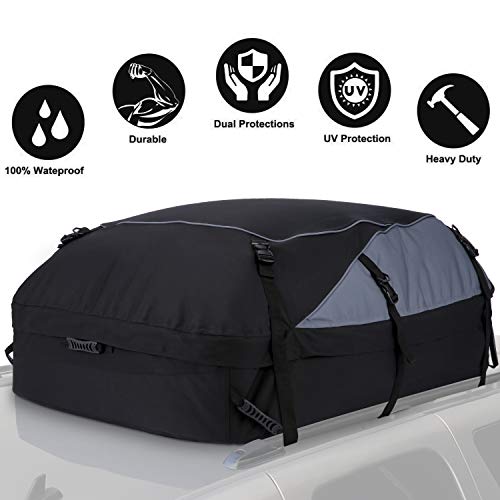 Sailnovo Maletero Techo Coche Impermeable Cofre Techo Coche Portaequipajes Coche Techo Maleta Techo Coche Plegable Impermeable Resistente 580 litros (580L/ 600D)