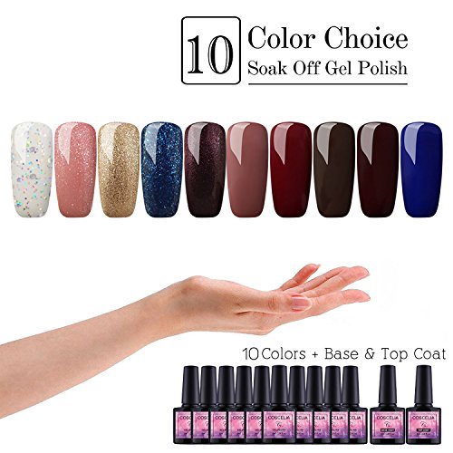 Saint-Acior 36W Lámpara UV/LED Uñas Secador de Uñas 10PCS Esmalte de Uñas Semipermanente Uñas de Gel Soak off 8ml Top Coat Base Coat Kit para Manicura