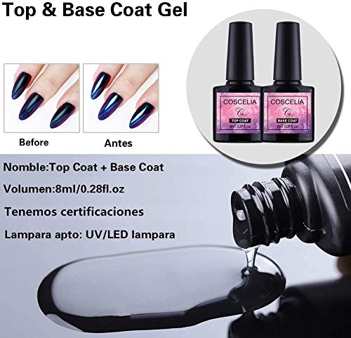 Saint-Acior Herramientas para Manicura de Uñas 8PCS Gel Uñas Esmalte Semipermanente 36W LED Lámpara Secador de Uñas Primer Uñas Topcoat Kit (GY33-BH8L)