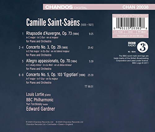 Saint Saens: Piano Concertos [Louis Lortie; BBC Philharmonic; Edward Gardner] [Chandos: CHAN 20038]