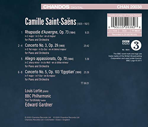 Saint Saens: Piano Concertos [Louis Lortie; BBC Philharmonic; Edward Gardner] [Chandos: CHAN 20038]