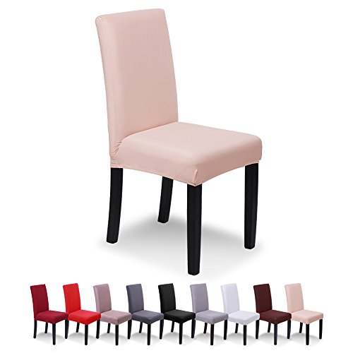 SaintderG® Fundas para sillas Pack de 6 Fundas sillas Comedor, Duradera Modern Bouquet de la Boda, Hotel, Decor Restaurante (Rosa champán, Pack de 6)