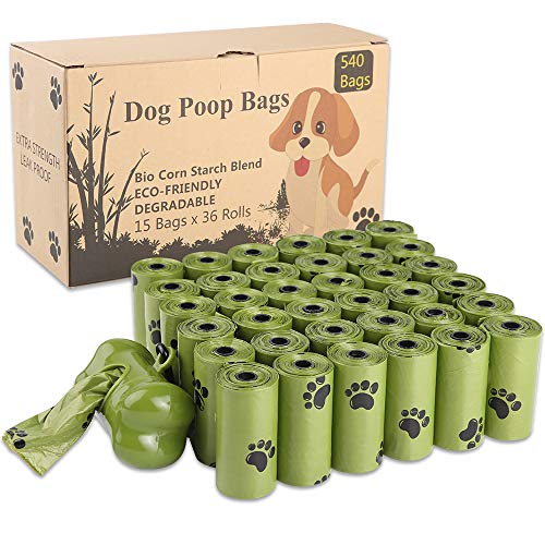SaiXuan 540 Unidades/36 Rollos Bolsas para Excrementos de Perro con 1 dispensador,Dog Poo BagsFuerte y a Prueba de Fugas Biodegradable Bolsas para Caca de Perro Perfumadas