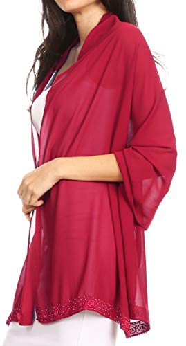 Sakkas 18224 - Naomi mujer suave pura adornado gasa nupcial de la boda bufanda mantón del abrigo - Rhinestone-burg - 7029