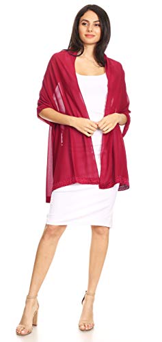 Sakkas 18224 - Naomi mujer suave pura adornado gasa nupcial de la boda bufanda mantón del abrigo - Rhinestone-burg - 7029